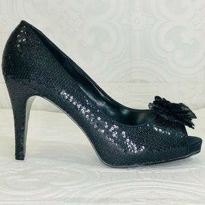 White House Black Market Sequin Peep Toe High Hee